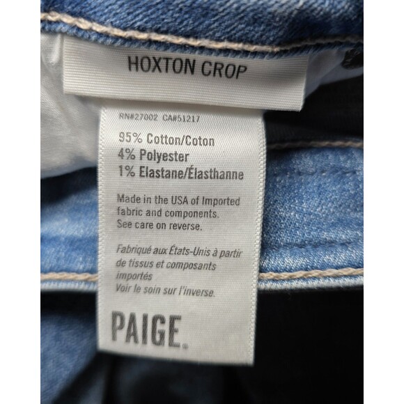 Paige Hoxton Crop Mid Rise Ultra Skinny Jeans Raw Distressed Hem Women's Size 25 - Picture 4 of 10
